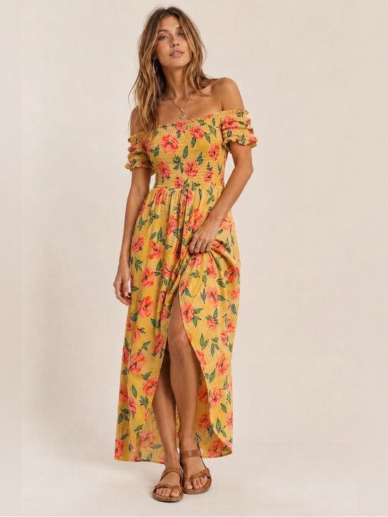 Nasty Gal Dresses & Skirts - Nasty Gal Floral Shirred Puff Sleeve Maxi Dress
